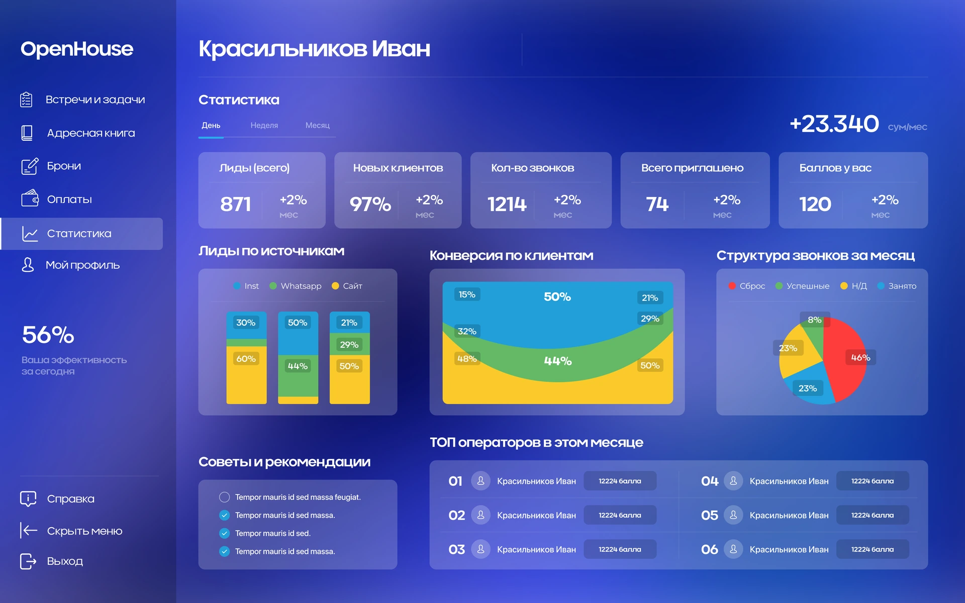 Open House — фрагмент интерфейса